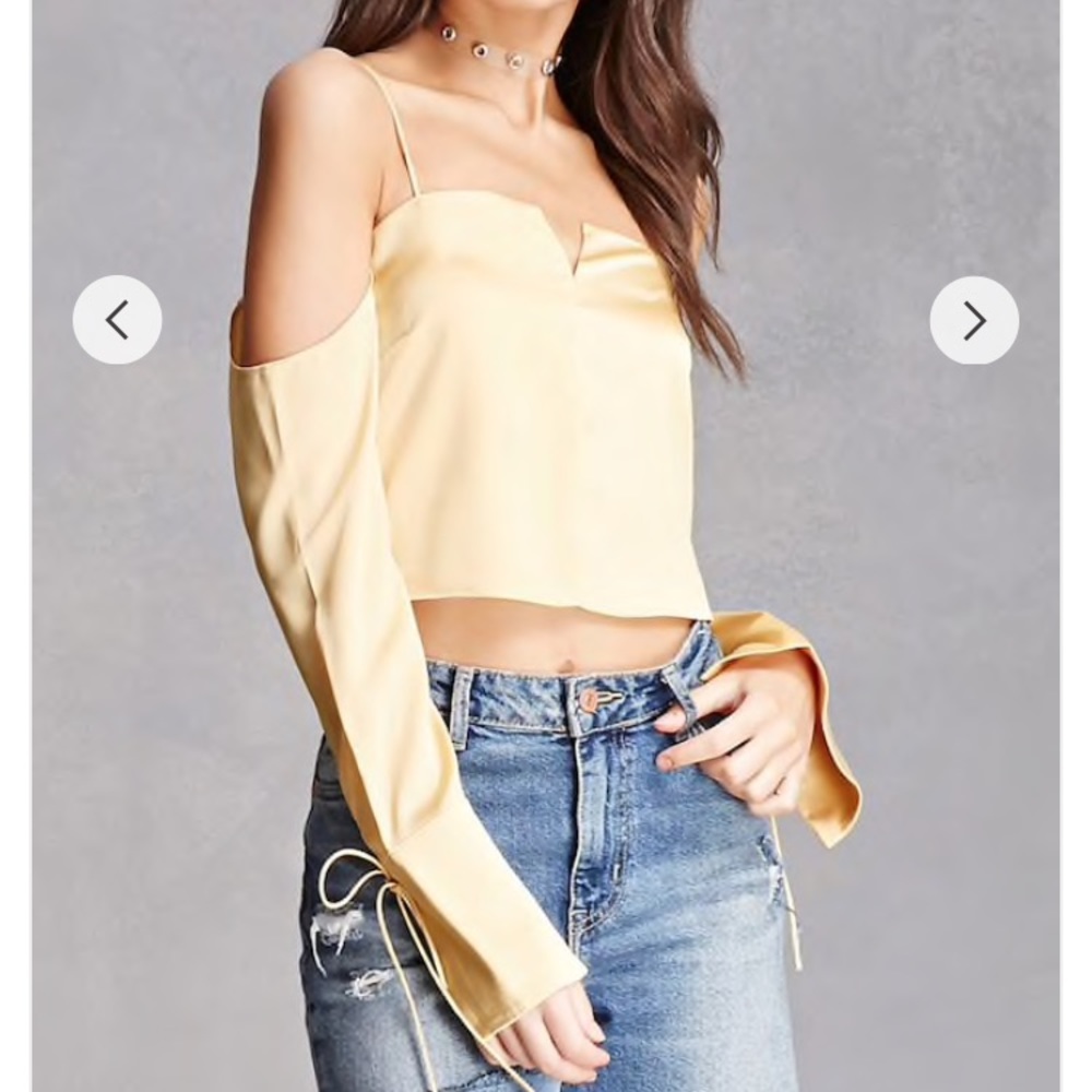Satin Crop Cold Shoulder Top
